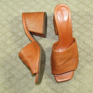 Sonhodospes Women's 8.5 / 39 Brown Scale-look 3" Chunky Heels